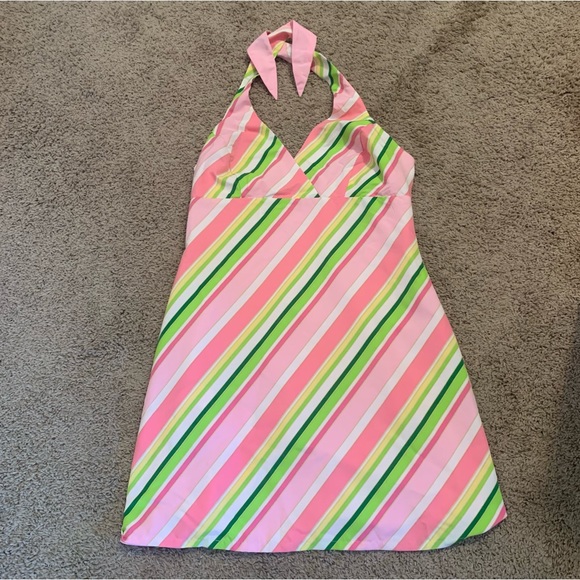 Dresses & Skirts - Reversible Halter Dress Large Striped Floral Print